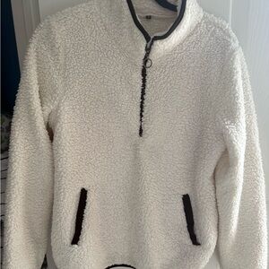 Women’s White Sherpa Fleece Sweater